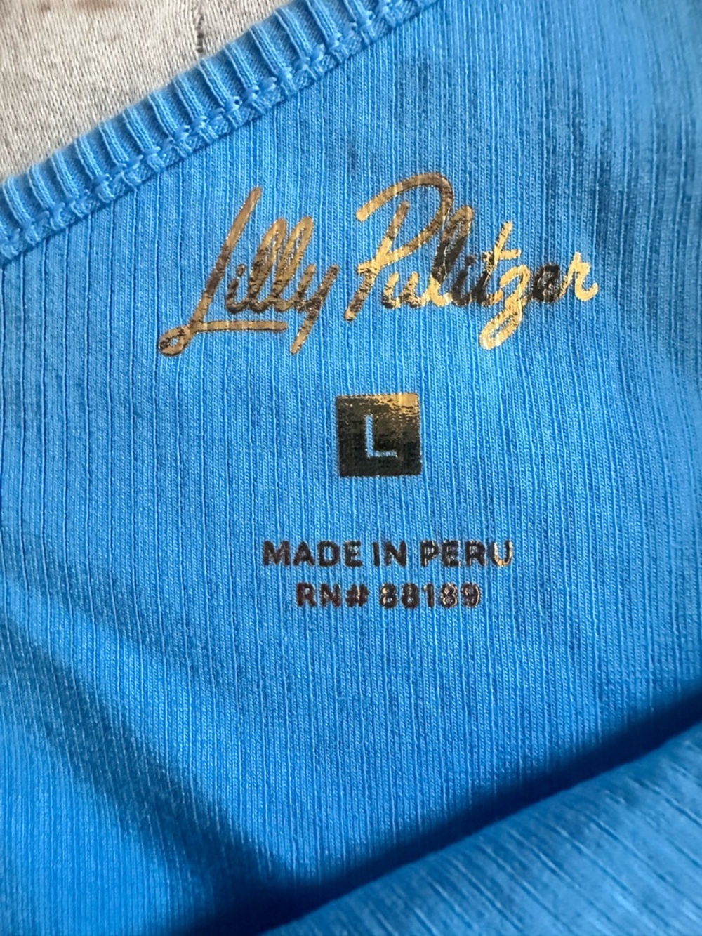 Lilly Pressler One-Shoulder Ribbed Tank Top - Blue - Picture 2 of 3